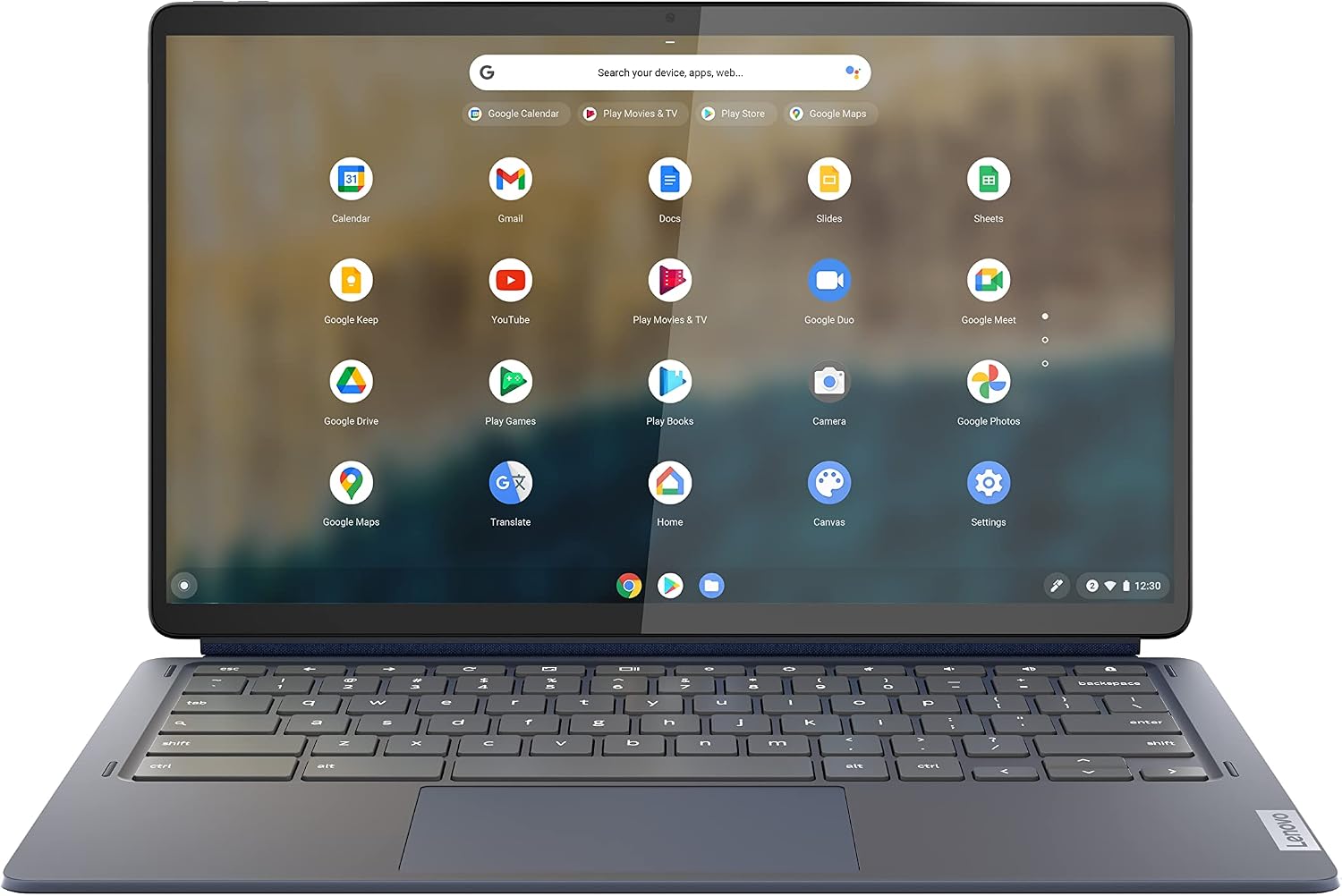 Lenovo 82QS0000US, IdeaPad Duet 5 Chromebook, OLED 13.3' FHD Touch Display, Snapdragon SC7180, 4GB RAM, 64GB Storage, Qualcomm Adreno Graphics, Chrome OS, Abyss Blue