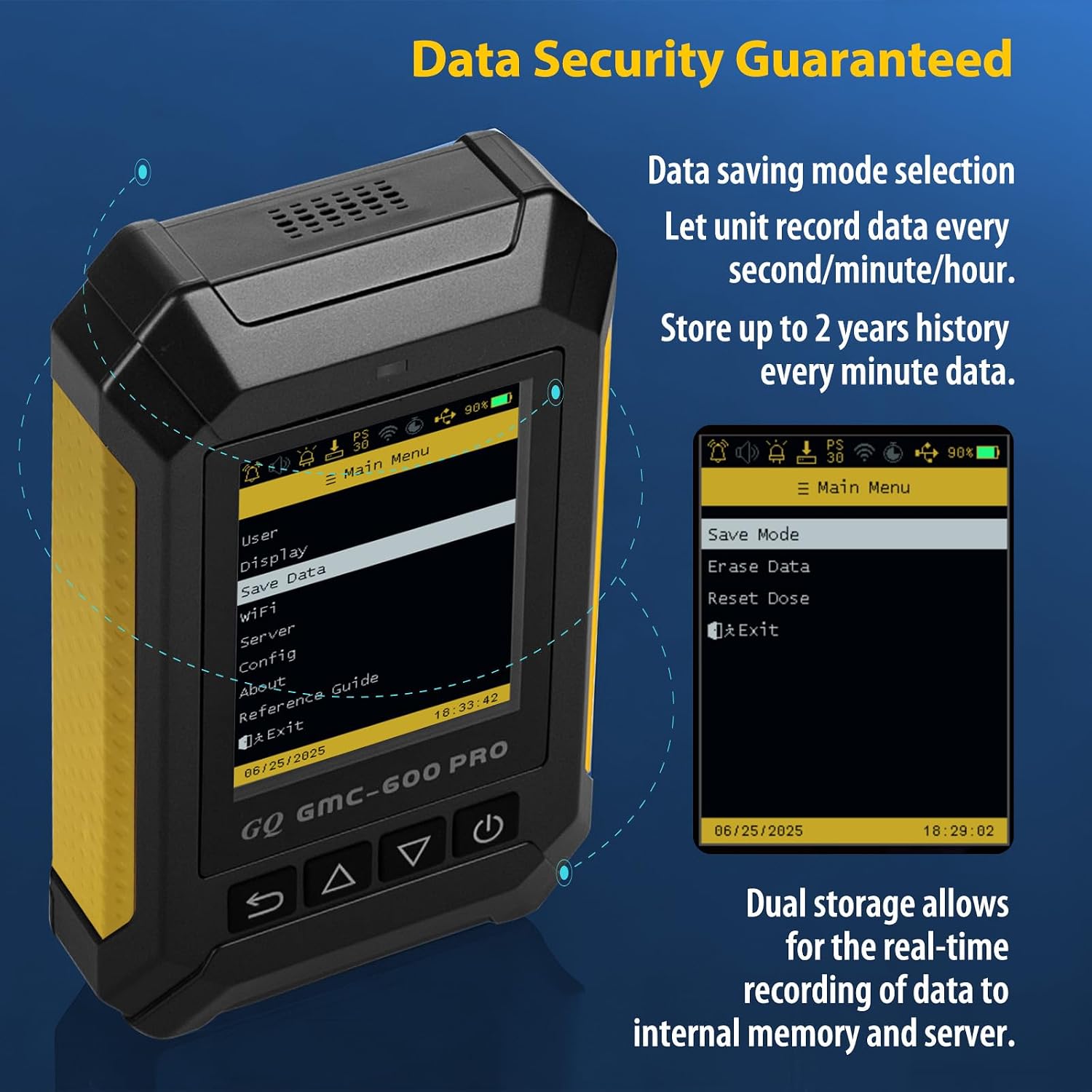 GQ 600 PRO Geiger Counter Nuclear Radiation Detector – Dosimeter for Alpha, Beta, Gamma, X-Ray – Portable Radiation Monitor with Real-Time Data, Global Data Sharing, LCD Display & USB