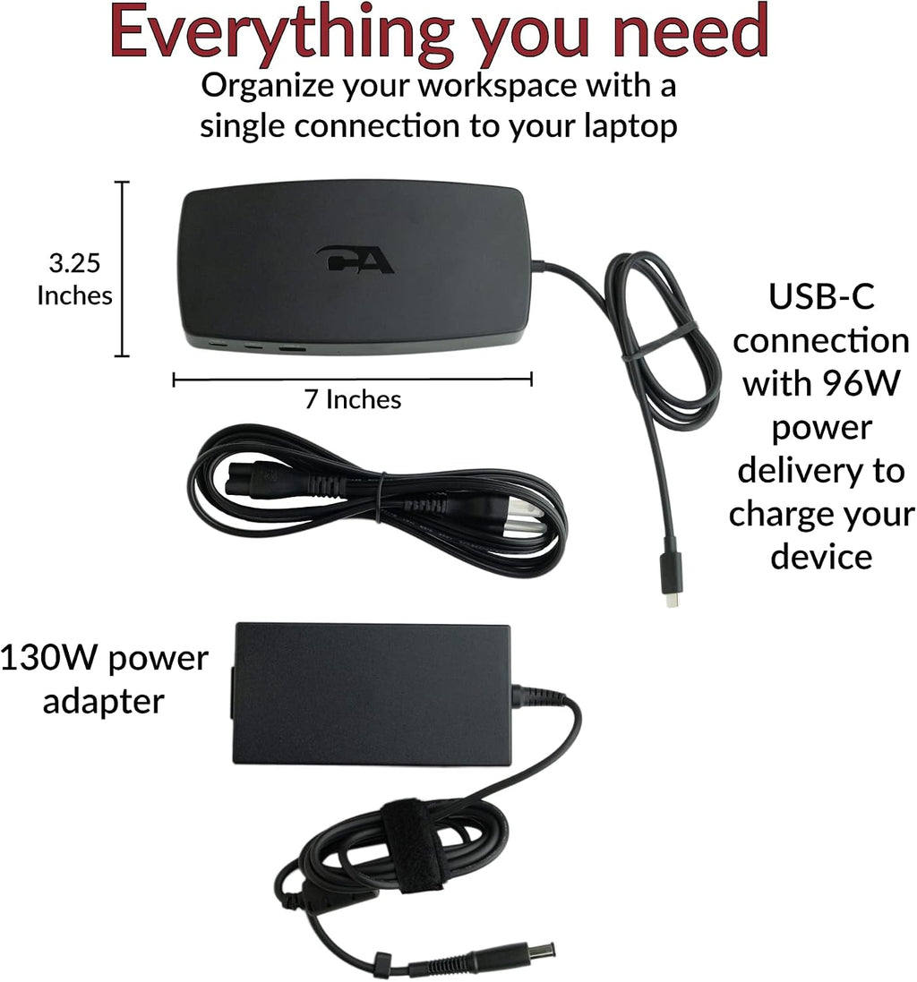 Cyber Acoustics Universal Docking Station (DS-6000) – USB-C with 3 4K HDMI Displays, 6 USB Ports, Ethernet Port, 100W Power for Laptop, Windows & Mac Compatible, TAA Compliant