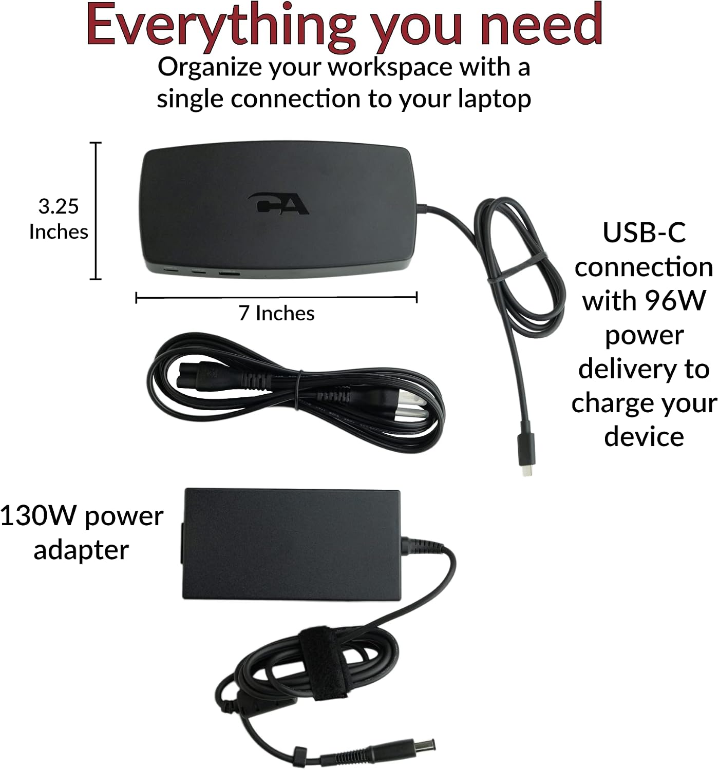 Cyber Acoustics Universal Docking Station (DS-6000) – USB-C with 3 4K HDMI Displays, 6 USB Ports, Ethernet Port, 100W Power for Laptop, Windows & Mac Compatible, TAA Compliant