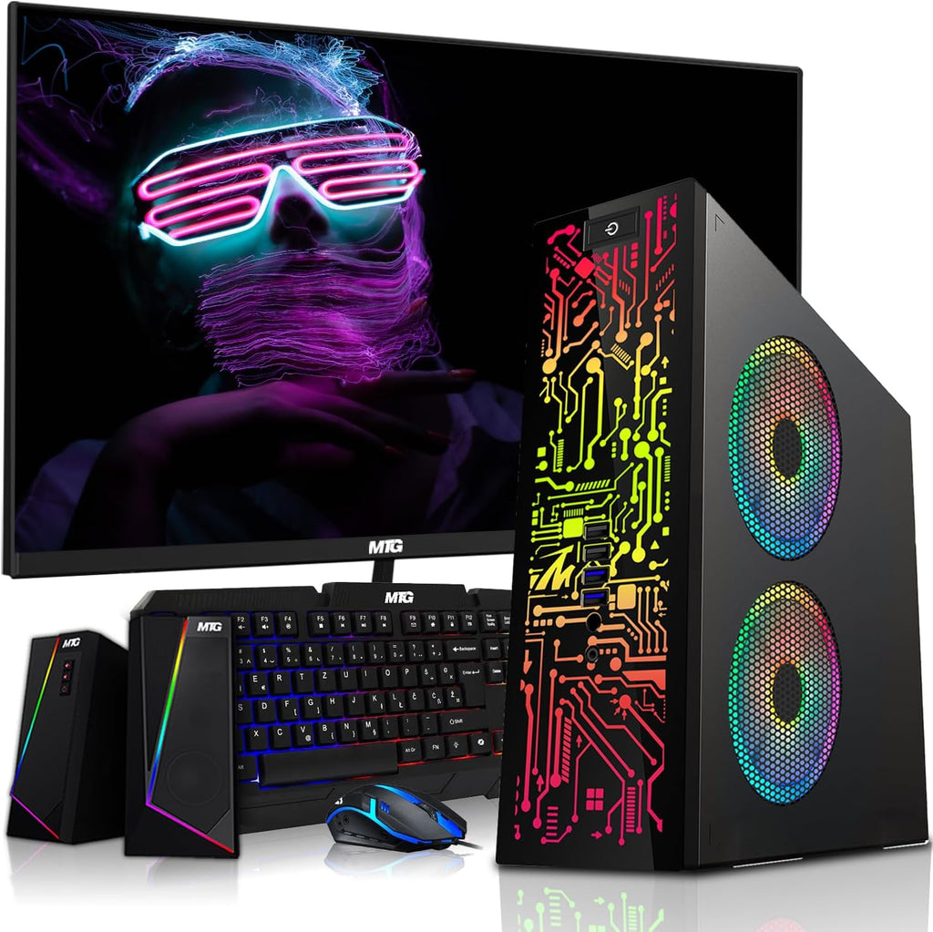 HP G2 Desktop Computer PC, Intel Core i3, 16GB RAM, 1TB SSD, 24 Inch Monitor, RGB Speaker, RGB Keyboard with AI-Enabled Copilot Key Mouse, 2X ARGB Fan, WiFi, Windows 11 (Renewed)