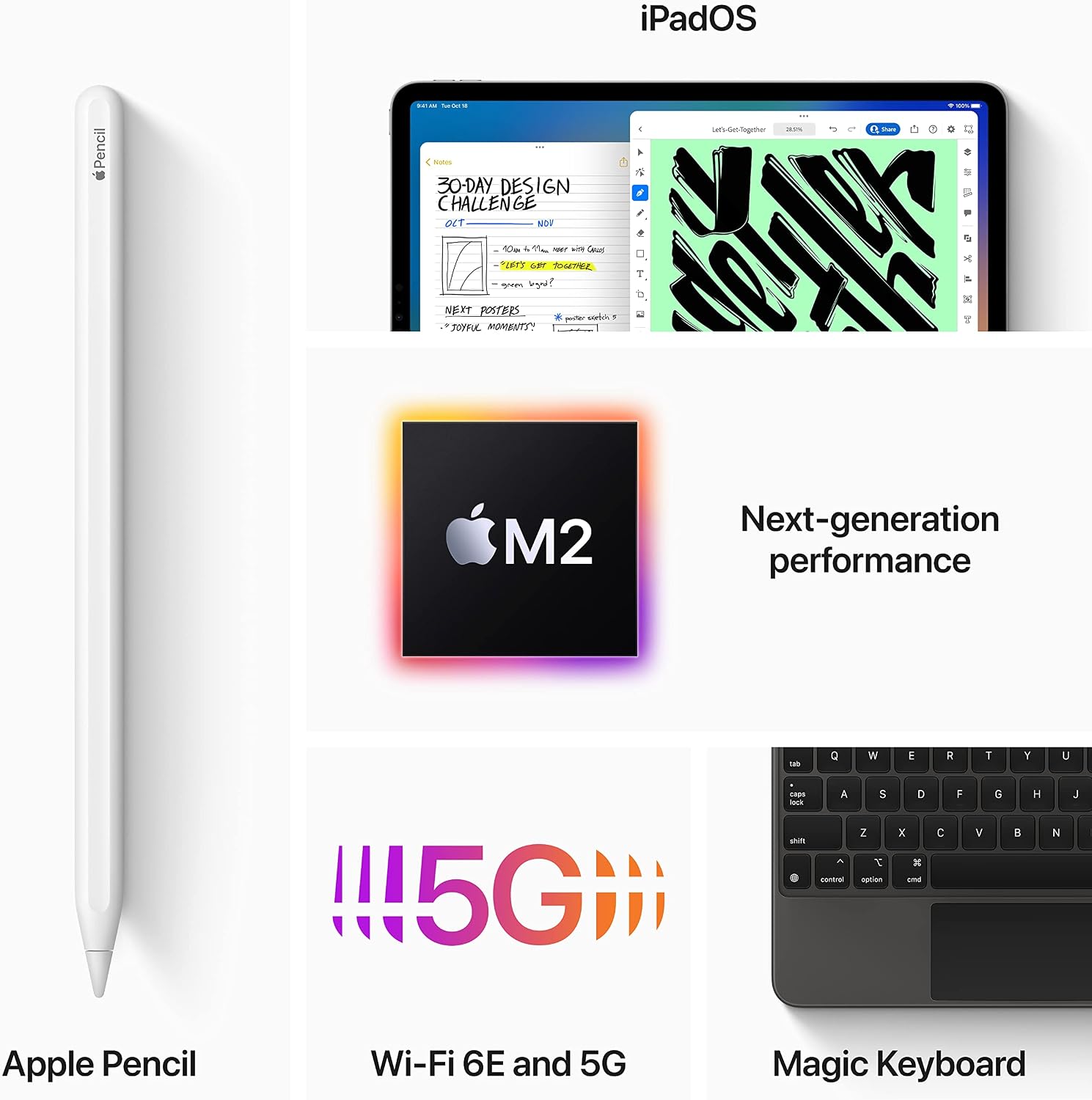 Apple iPad Pro 12.9-inch (6th Generation): with M2 chip, Liquid Retina XDR Display, 512GB, Wi-Fi 6E + 5G Cellular, 12MP front/12MP and 10MP Back Cameras, Face ID, All-Day Battery Life – Space Gray