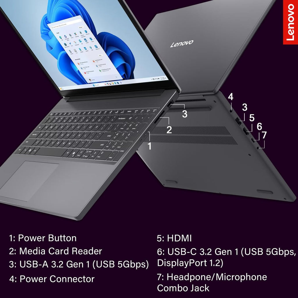 Lenovo Slim 3 15' Business Laptop w/Office 365 for The Web, Intel Core i7-13620H, Copilot AI Ready, 8GB DDR5 RAM, 512GB SSD Storage, Windows 11, WOWPC USB, No Mouse