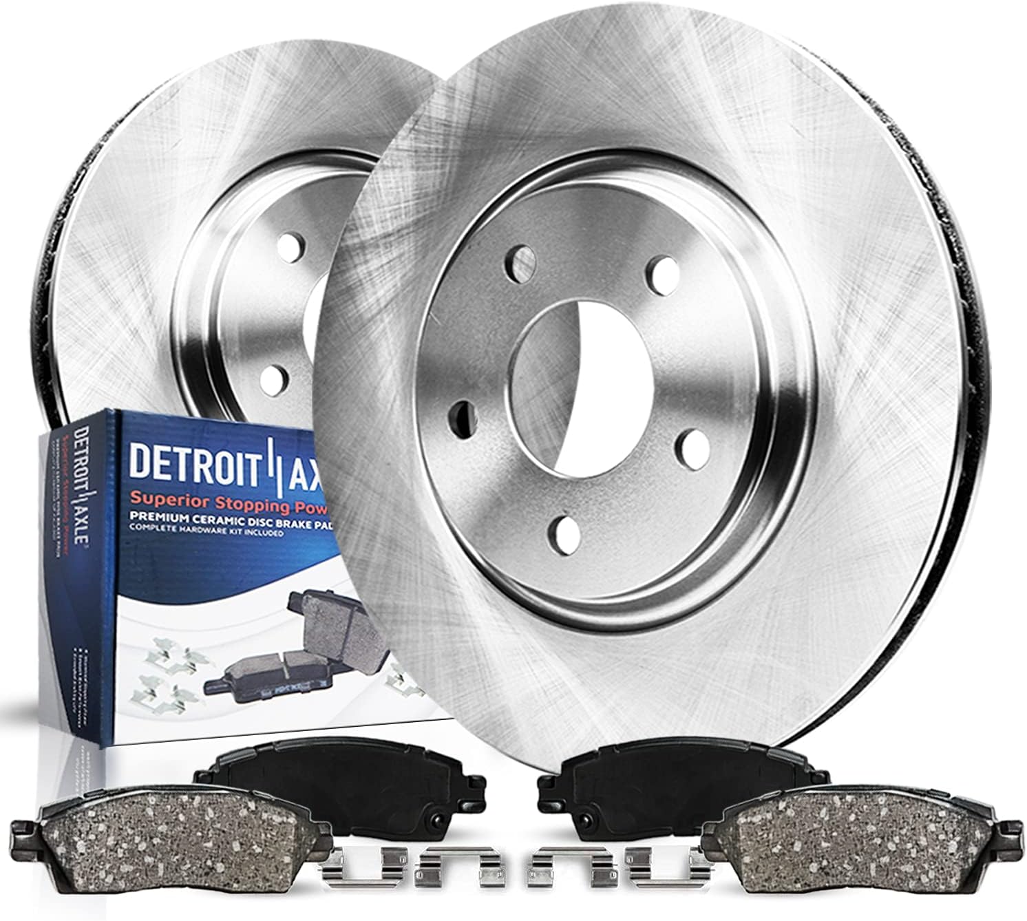 Detroit Axle - 4pc Front Brake Kit for 2013-2024 Mazda CX-5, Disc Brake Rotors Ceramic Brake Pads 2014 2015 2016 2017 2018 2019 2020 2021 2022 2023 Replacement