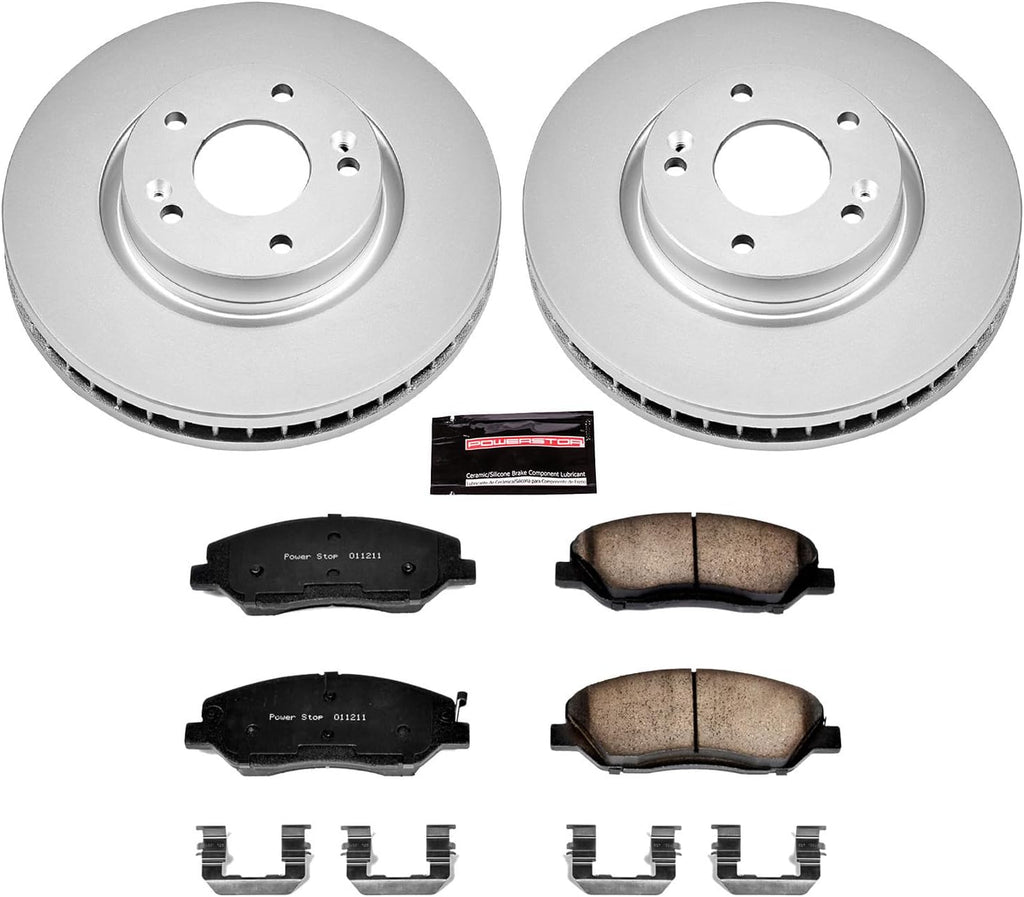 PowerStop Front Brake Kit for Hyundai Santa Fe 2007-09 - Fully-Coated Disc Rotors with Z17 Ceramic Brake Pads Replacement, CRK4665