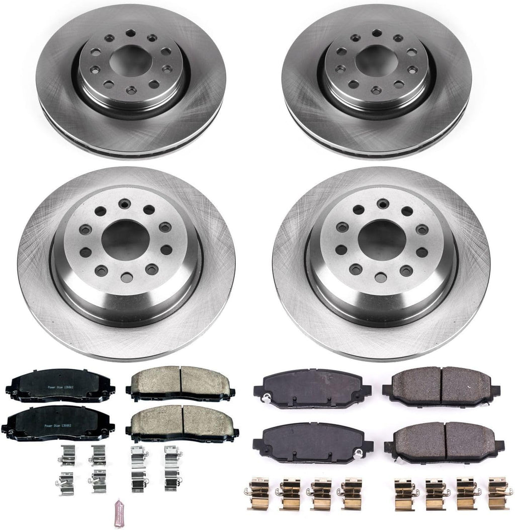 PowerStop Front and Rear Brake Kit for Jeep Wrangler 2018-22 - Z17 Ceramic Brake Pads & Disc Rotors Replacement, KOE7938