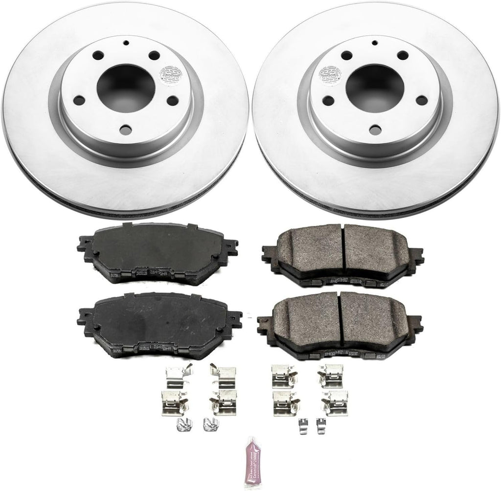 PowerStop Front Brake Kit for Mazda 3 2017-18 - Fully-Coated Disc Rotors with Z17 Ceramic Brake Pads Replacement, CRK7517