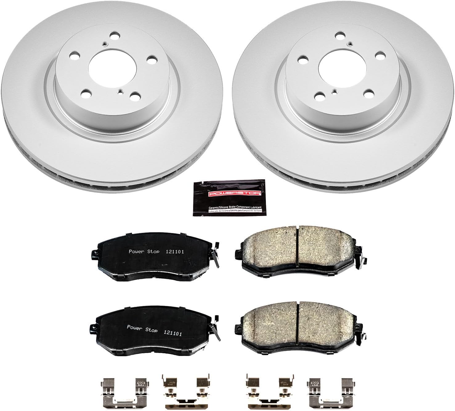 PowerStop Front Brake Kit for Subaru BRZ 2013-16 | Subaru Impreza 2011-16 - Fully-Coated Disc Rotors with Z17 Ceramic Brake Pads Replacement, CRK6111