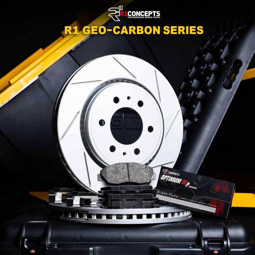 R1 Concepts Front Brake Kit Fits 2011-2019 Ford Fiesta| Optimum Oep Pads, Slotted Rotors| Hardware| 10.2' Front