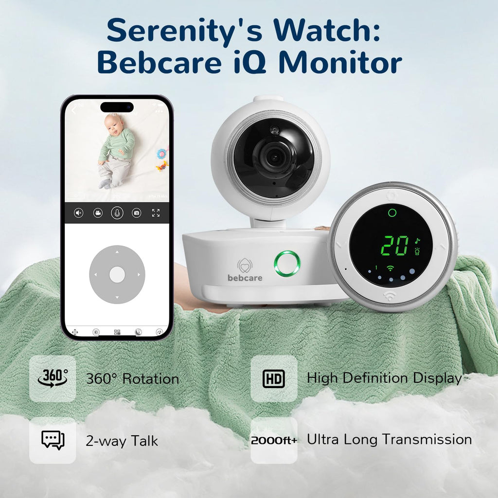 Bebcare iQ - Smart HD Baby Monitor: Full HD 1080p Video, Pan-and-Tilt, Temperature Sensor, Motion and Sound Alert, Stand-Alone Audio Monitor Unit (with Breathing Sensor Mat)