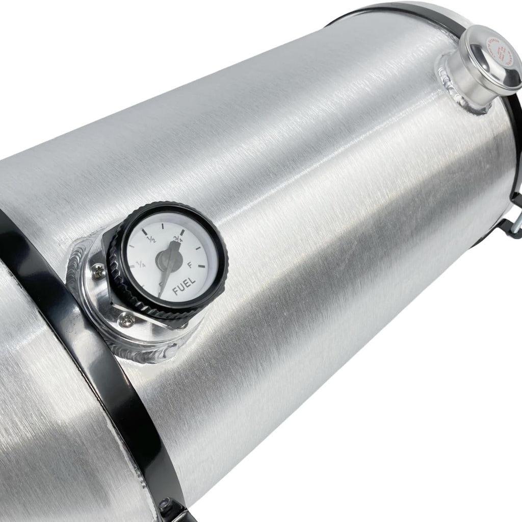 JSD 12.5 Gallons 12' x 26' Universal Aluminum Gas Tank With Level Gauge 1/4' NPT Outlet For lawn mowers