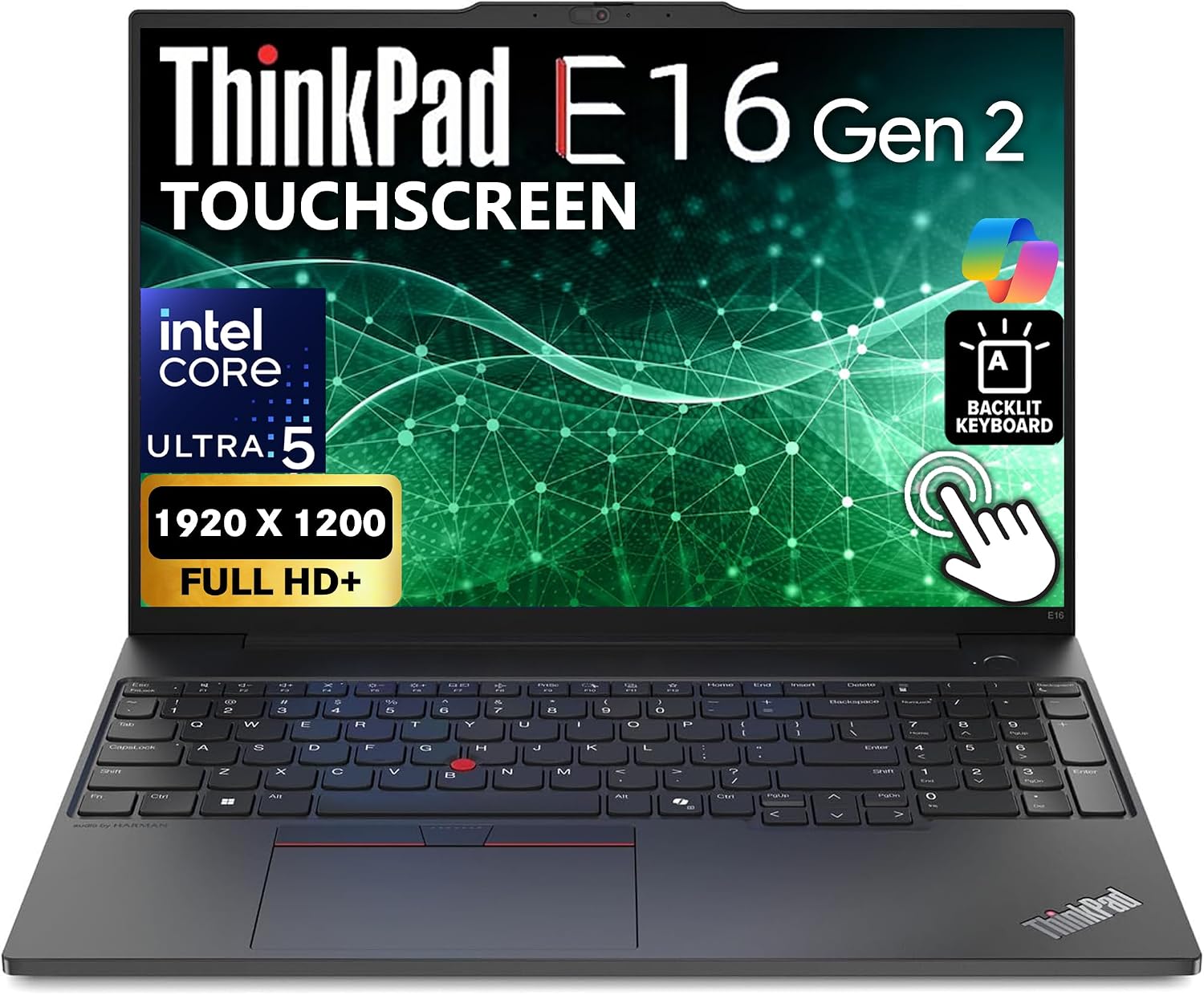 Lenovo ThinkPad E16 Gen 2 Touchscreen 16' FHD+ Display, Intel Ultra 5 125U, 32GB DDR5 RAM, 512GB SSD PCIe, FP, Backlit Keyboard, WiFi 6E + BT, RJ-45, HD Webcam, Win 11 Pro, AI Business Laptop - Black
