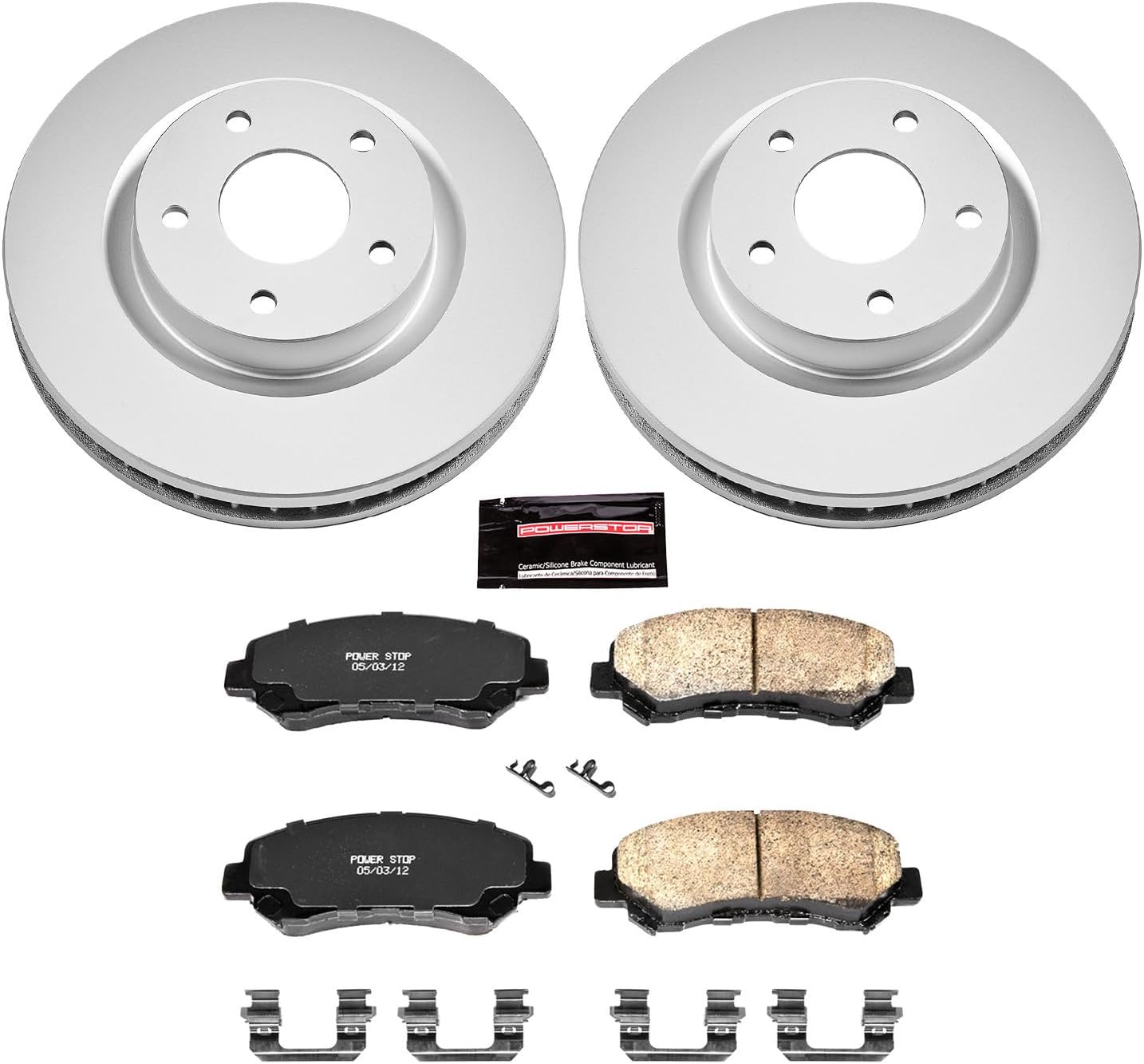 PowerStop Front Brake Kit for Nissan Rogue 2008-13 | Nissan Rogue Select 2014-15 - Fully-Coated Disc Rotors with Z17 Ceramic Brake Pads Replacement, CRK4724