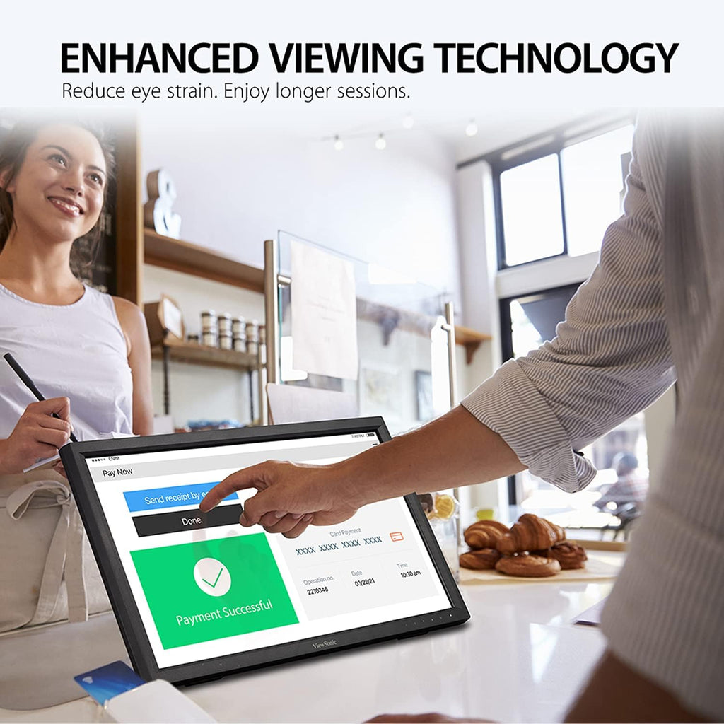 ViewSonic TD2223 22 Inch 1080p Touch Screen Monitor, 10-Point Multi IR Touch for Retail POS and Kiosks, Durable 7H Scratch-Resistant Glass, Eye Care Technology, HDMI, VGA, DVI, and USB Hub Inputs