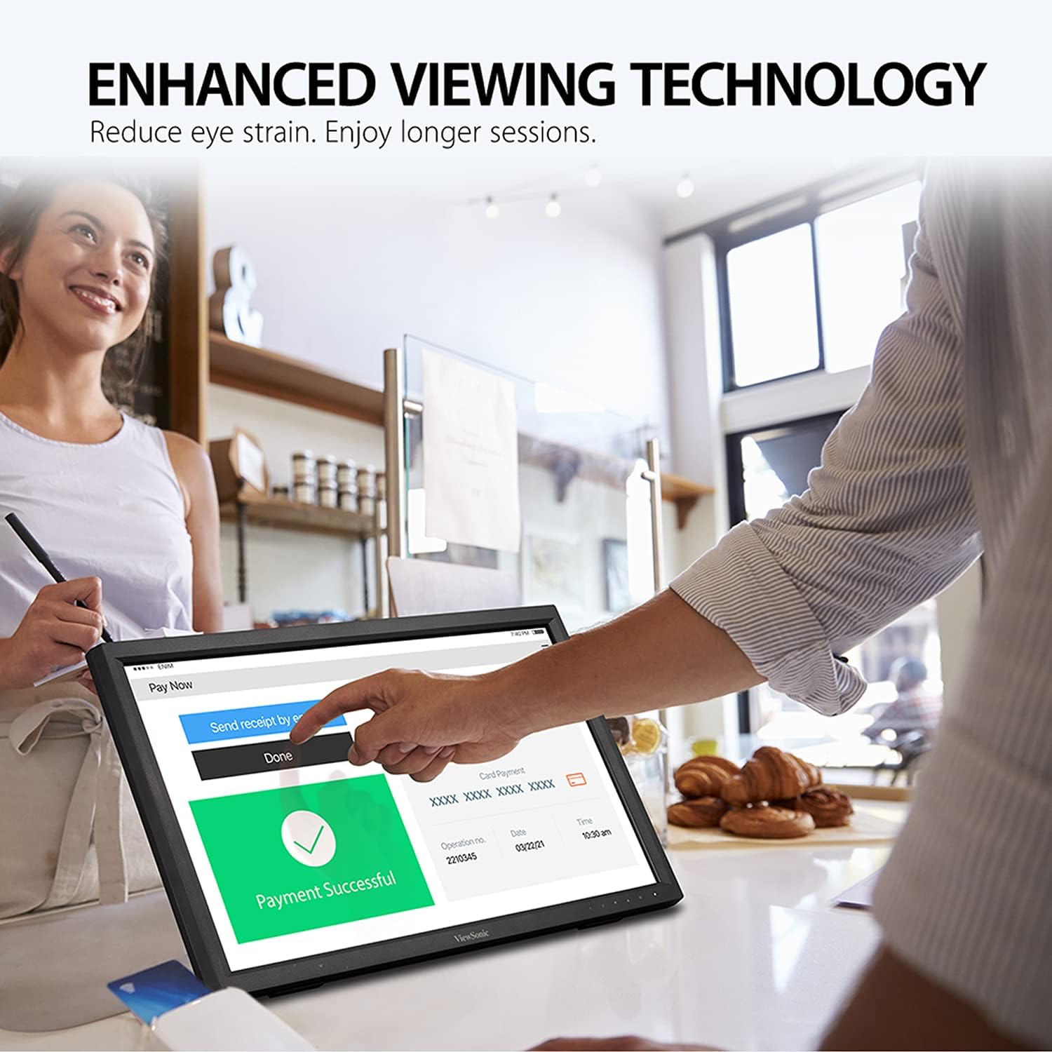 ViewSonic TD2223 22 Inch 1080p Touch Screen Monitor, 10-Point Multi IR Touch for Retail POS and Kiosks, Durable 7H Scratch-Resistant Glass, Eye Care Technology, HDMI, VGA, DVI, and USB Hub Inputs