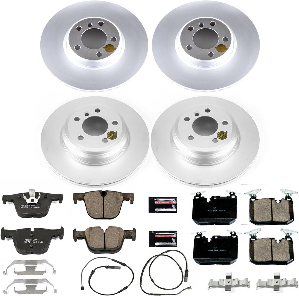 PowerStop Front and Rear Brake Kit for BMW 328i 2016 |328i xDrive 2016 |330i 2017-18 |330i xDrive 2017-18 - Fully-Coated Disc Rotors with Z23 Carbon-Fiber Ceramic Brake Pads Upgrade, CRK6654