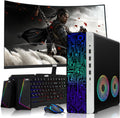 HP G3 Desktop RGB Computer PC Intel i7-6th Gen, 16GB DDR4 Ram 512GB SSD, 24-Inch Curved Monitor, RGB Speaker, RGB Keyboard with AI- Copilot Key, 2X ARGB Fan WiFi, Windows 11 Pro (Renewed)