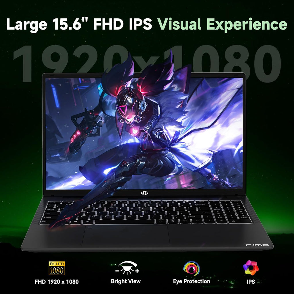 Nimo Laptop Computer, AMD Ryzen 7 7735HS (8C/16T, Beats i7-12700H), 32GB DDR5 RAM 1TB NVMe SSD, 15.6' FHD IPS, Backlit Keyboard Fingerprint Win 11, Business Laptop for College Students & Gaming
