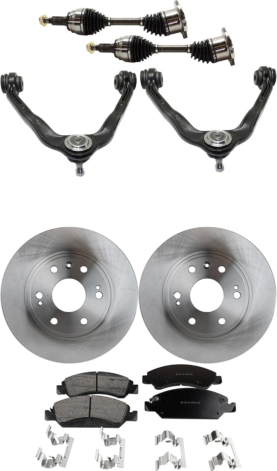 Go-Parts - Front CV Axle Assembly for 2005-2007 Chevrolet (Chevy) Silverado/GMC Sierra 1500, Right (Passenger) and Left (Driver), 7-Piece Kit with Brake Discs, Brake Pad Set, Control Arms