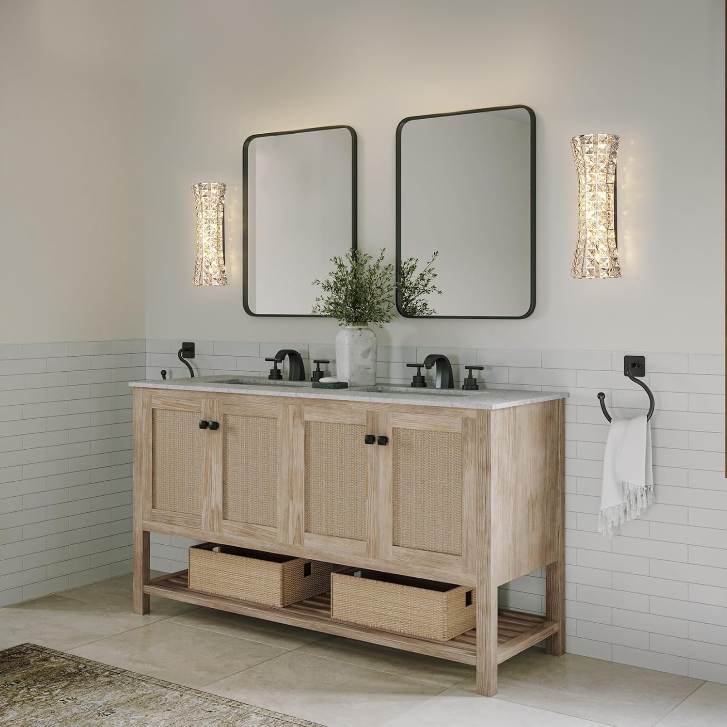Crystal Wall Sconces,Modern Wall Light Fixtures,Luxury Indoor Chrome Wall Lamp for Living Room Bedroom Bathroom Hallway Doorway Stairway,Bedside,Tricolor Vanity Lighting Fixture