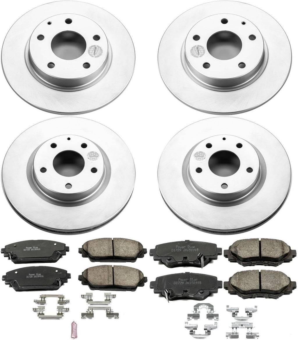 PowerStop Front and Rear Brake Kit for Mazda 3 2014-16 - Fully-Coated Disc Rotors with Z17 Ceramic Brake Pads Replacement, CRK6970