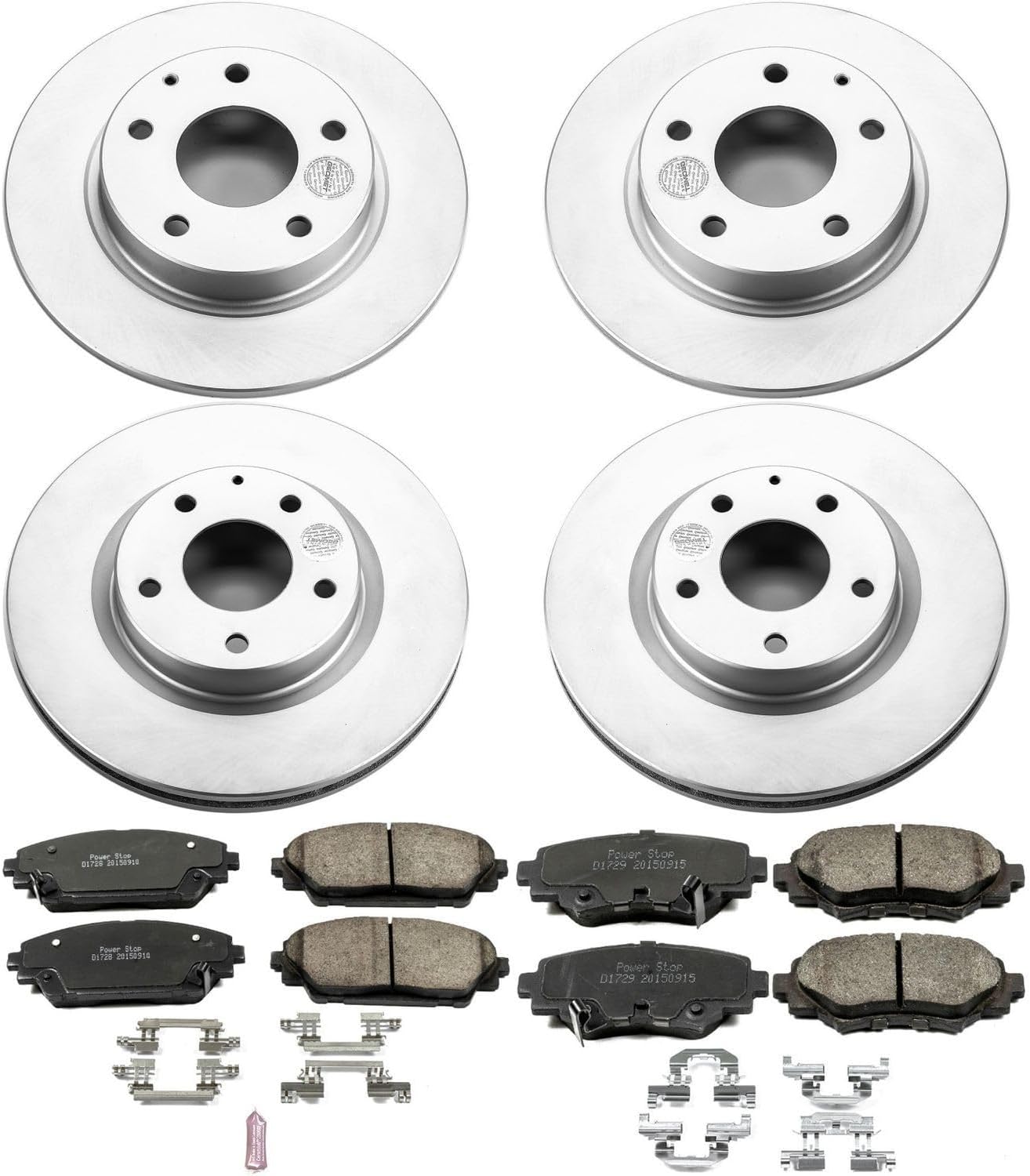 PowerStop Front and Rear Brake Kit for Mazda 3 2014-16 - Fully-Coated Disc Rotors with Z17 Ceramic Brake Pads Replacement, CRK6970