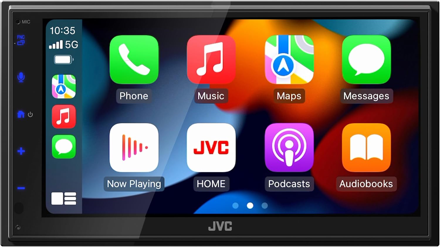 JVC KW-M590BT Single Din/Double Din Car Stereo (50W x 4-Ch), L-Shaped Chassis Fits Most Cars, Large 6.8' Hi-Res Touchscreen, AM/FM, Apple CarPlay, Android Auto, Rear Camera Input, USB 2.1 Fast Charge