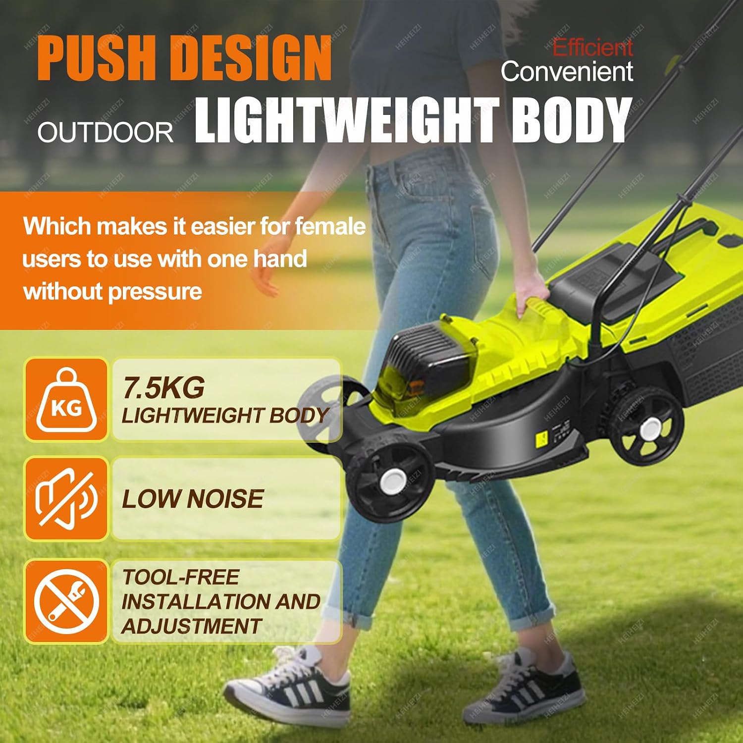 Cordless Electric Lawn Mower with 40V Brushless Motor, Brushless Motor, 30/50/70mm-Position Height Adjustment, Battery Powered Push Lawn Mower for Backyard Garden, Large Capacity,2 Batteries