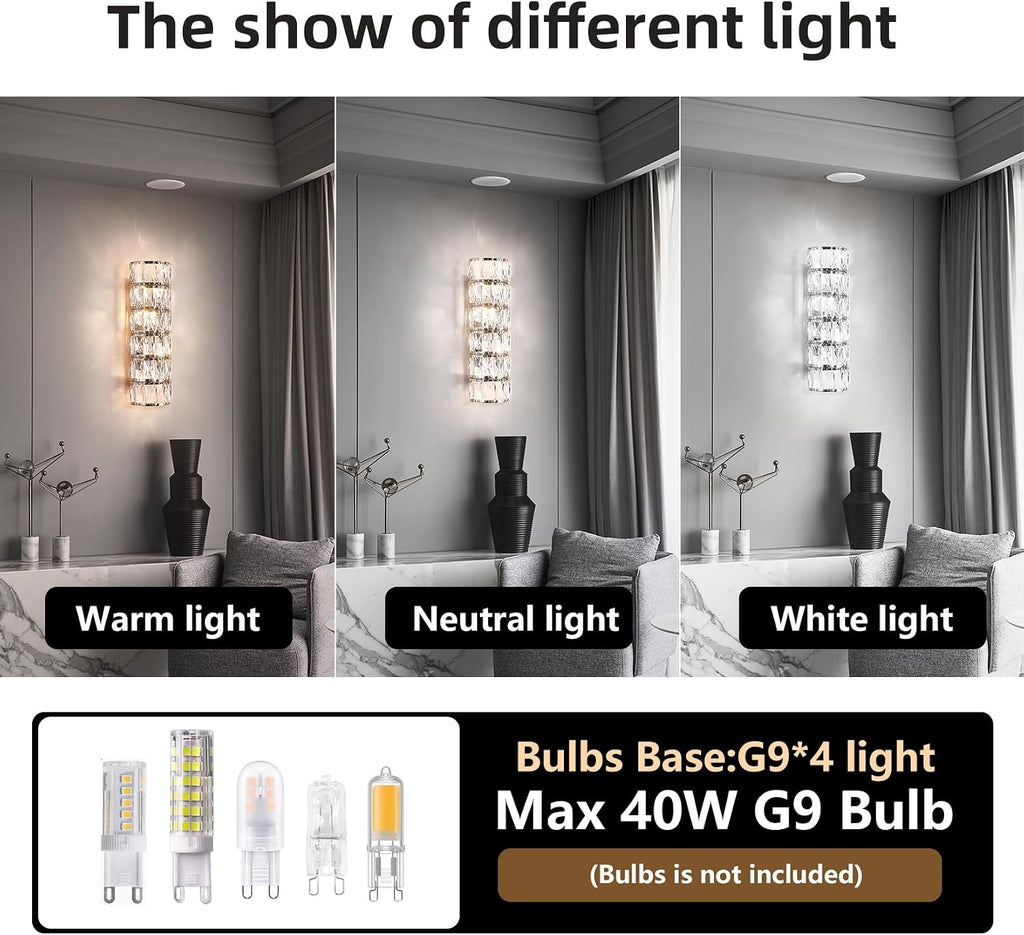 6 Layer Chrome Crystal Wall Sconce, Elegant Modern Luxury Light Fixture, Suitable for Bathroom, Stairway, Kitchen, Living Room, Bedroom, Hallway - 60W