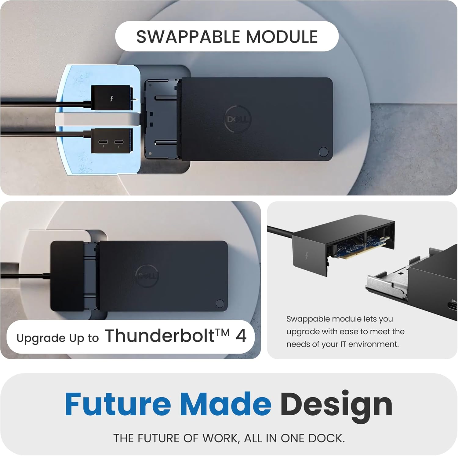 Dell WD22TB4 Thunderbolt 4 Dock 180W - 40Gbps, 3-Year Warranty, USB-C/USB-A Dell Docking Station with 180W Adapter + Techtray Cables & Cloth - Supports Dual/Triple Monitor & 4K Displays (New)