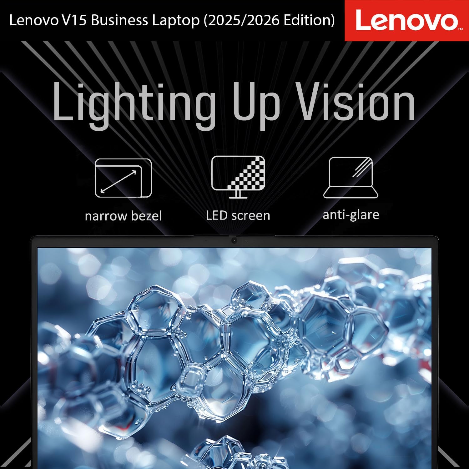 Lenovo New Business Laptop 2026 Edition with MS 365 for Web, Intel Powerful Processor, 16GB DDR5, 256GB PCIE, 15.6' FHD Anti-Glare Display, Fast Charging Speed, 14.5-Hour Battery Life, Windows 11 Pro