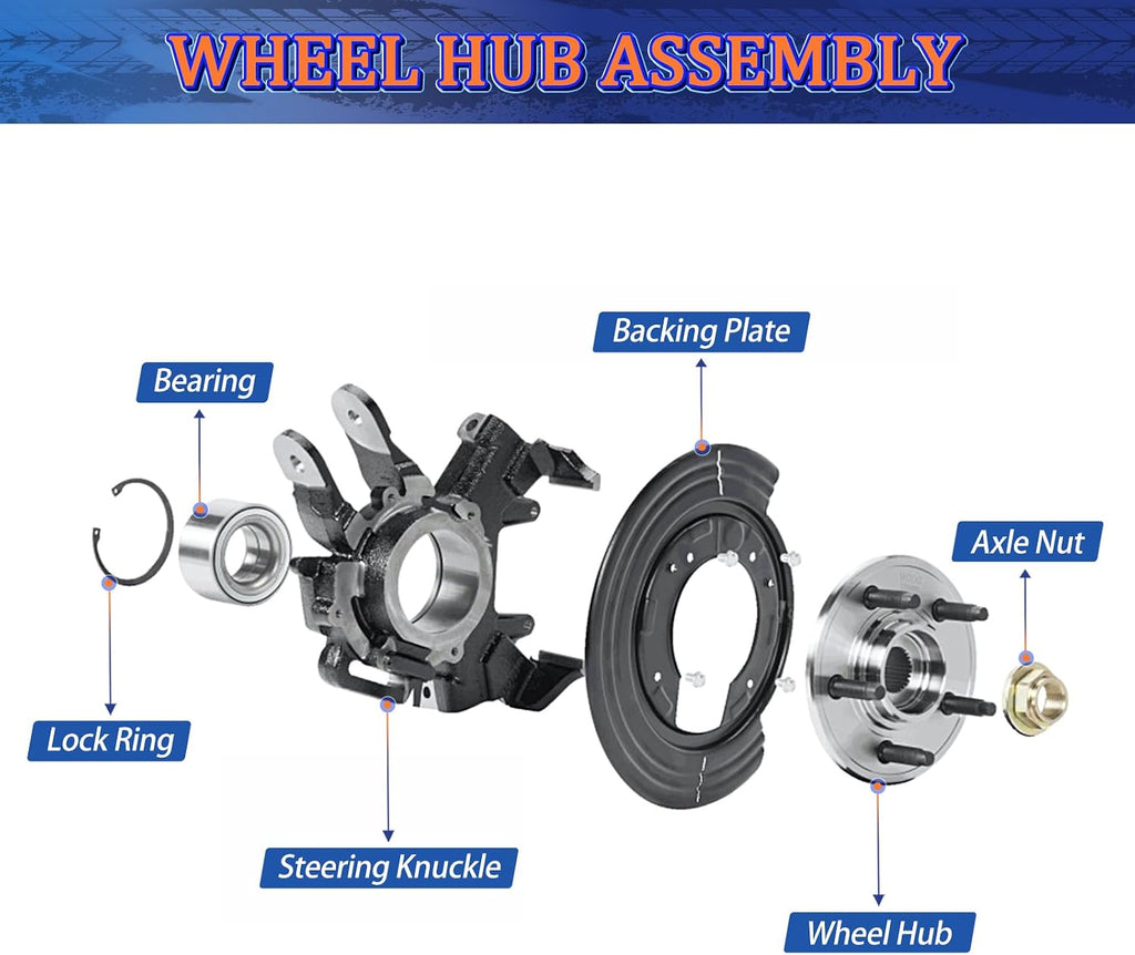 Maxfavor 4WD Front Wheel Hubs Bearing Fit for 2007-2014 Chevy Silverado Suburban Tahoe Avalanche, GMC Sierra Yukon XL 1500 / Cadillac Escalade ESV EXT Wheel Bearing Hubs Assembly 515096 / WA515096 *2