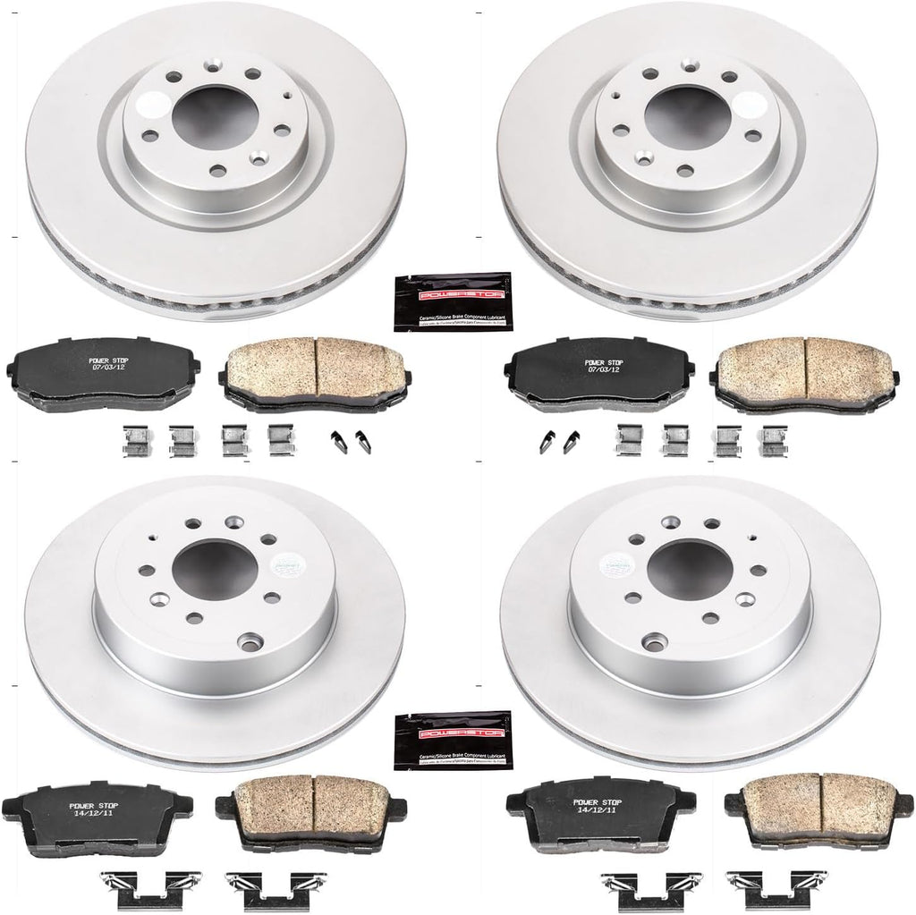 PowerStop Front and Rear Brake Kit for Mazda CX-9 2007-15 - Fully-Coated Disc Rotors with Z17 Ceramic Brake Pads Replacement, CRK5879