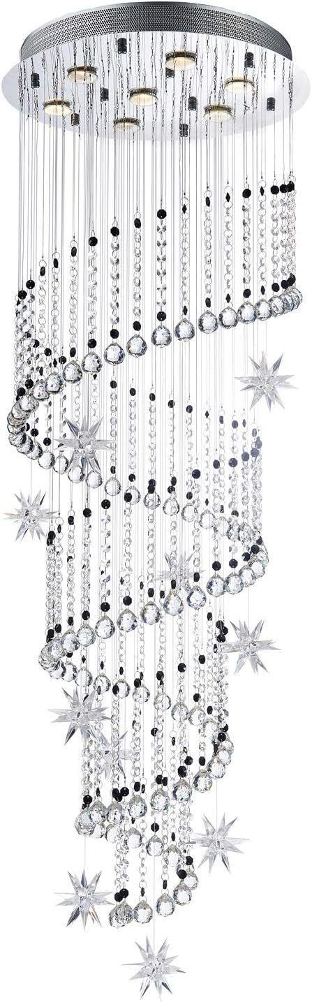 Saint Mossi 7-Lights Crystal Chandelier for High Ceiling, Modern Large Lighting Fixture, Raindrop Ceiling Light, Crystal Light Modern Flush Mount Ceiling Light Fixture,H58 X D20