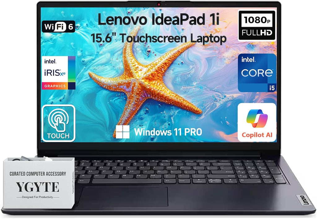 Lenovo 2026 Ideapad 1i 15 Inch Touchscreen Laptop Computer, 15.6' FHD IPS Touch Screen Laptop, Intel 10-Core i5-1335U (Beat i7-1255U), Windows 11 Pro 16GB RAM 512GB SSD, 10-Key Number Pad