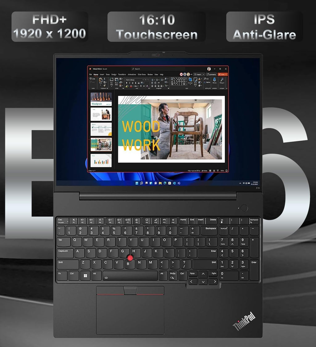 Lenovo ThinkPad E16 Business Laptop (16' FHD+ Touchscreen, AMD Ryzen 5 7530U (Beat i7-1165G7), 40GB RAM, 1TB SSD) Fingerprint, Backlit, FHD Webcam, Wi-Fi 6, Ethernet, Win 11 Pro w/ Copilot, Black