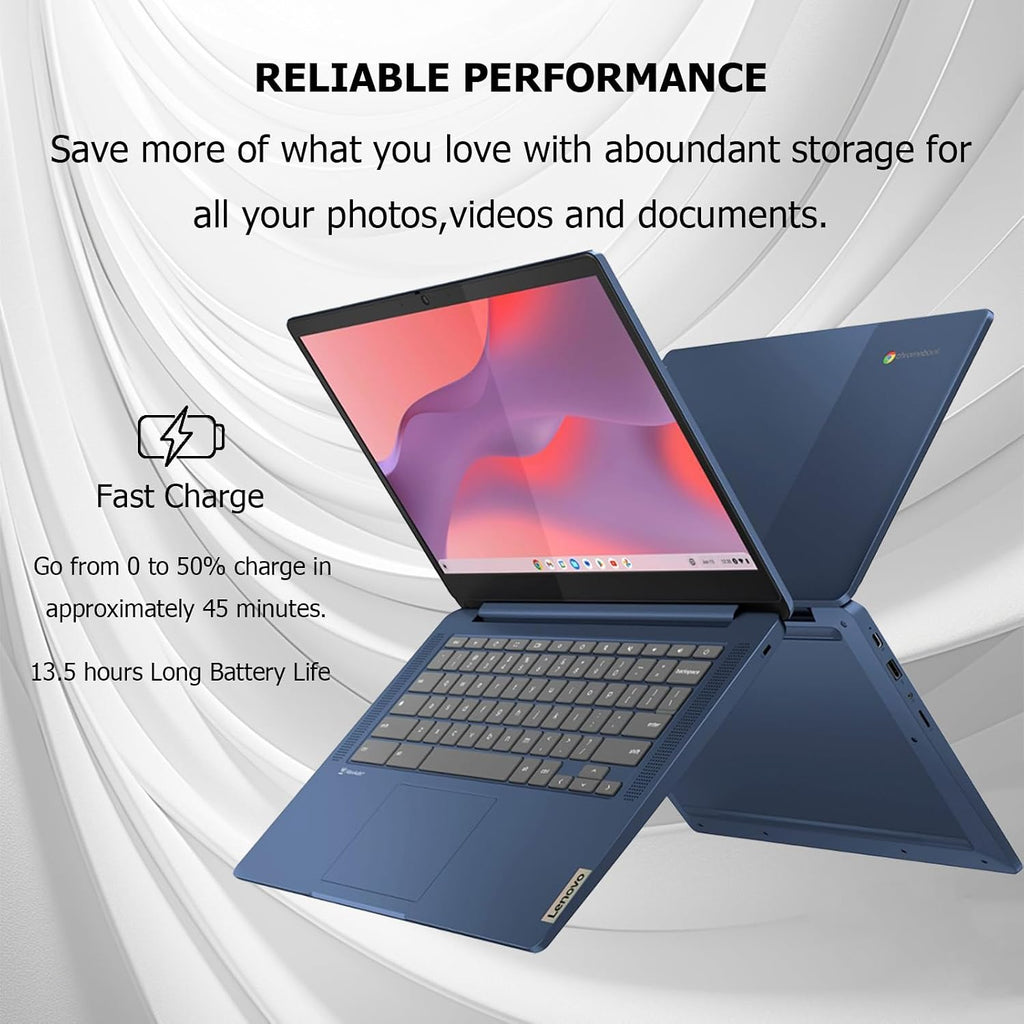 Lenovo IdeaPad Slim 3 Chromebook Laptop, 14' FHD Touchscreen Laptop, MediaTek Kompanio 520, 4GB RAM, 64GB eMMC, Wi-Fi 6, Chrome OS, Abyss Blue