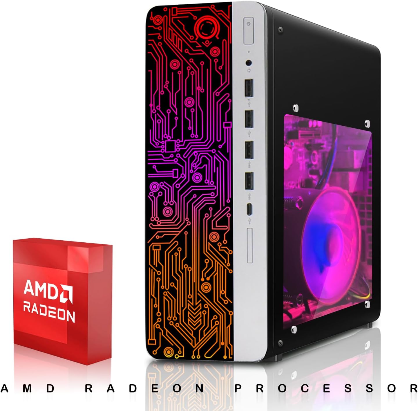 HP Gaming PC Desktop Computer – AMD Pro A10-9700,GT 1030 Graphics,16GB RAM,256GB SSD,32 Inch Curved Monitor,RGB Keyboard with AI Copilot,Mouse,WiFi,RGB Headphone,Windows 11(Renewed)
