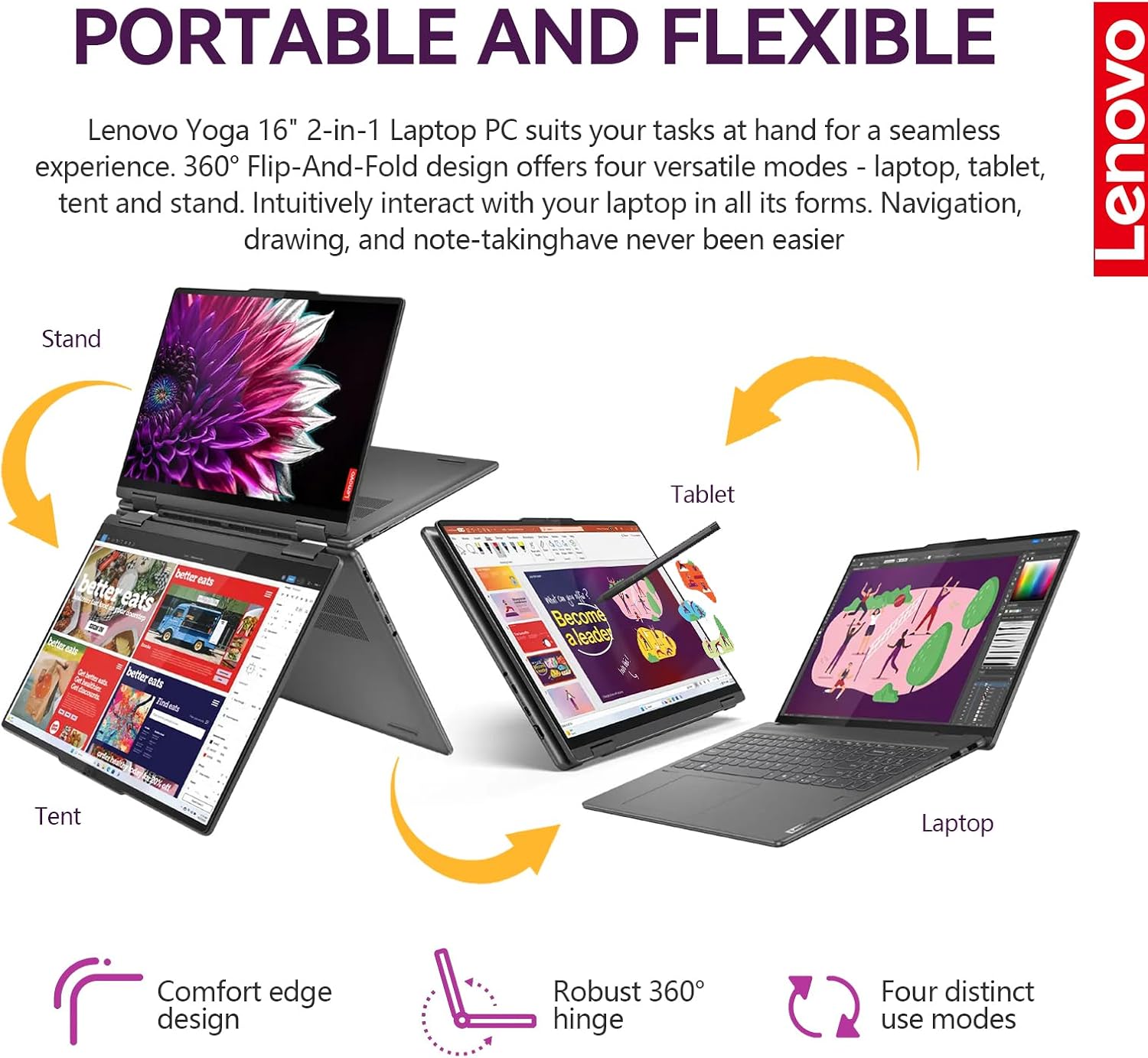 Lenovo 2025 Yoga 7i 2 in 1 Laptop Touchscreen, 16' FHD+ 360 Foldable Touch Screen Convertible, Intel Core Ultra 7, 16GB DDR5 RAM 1TB SSD+512GB PSSD, Windows 11 Pro|Backlit|Fingerprint|YGYTEaccessory