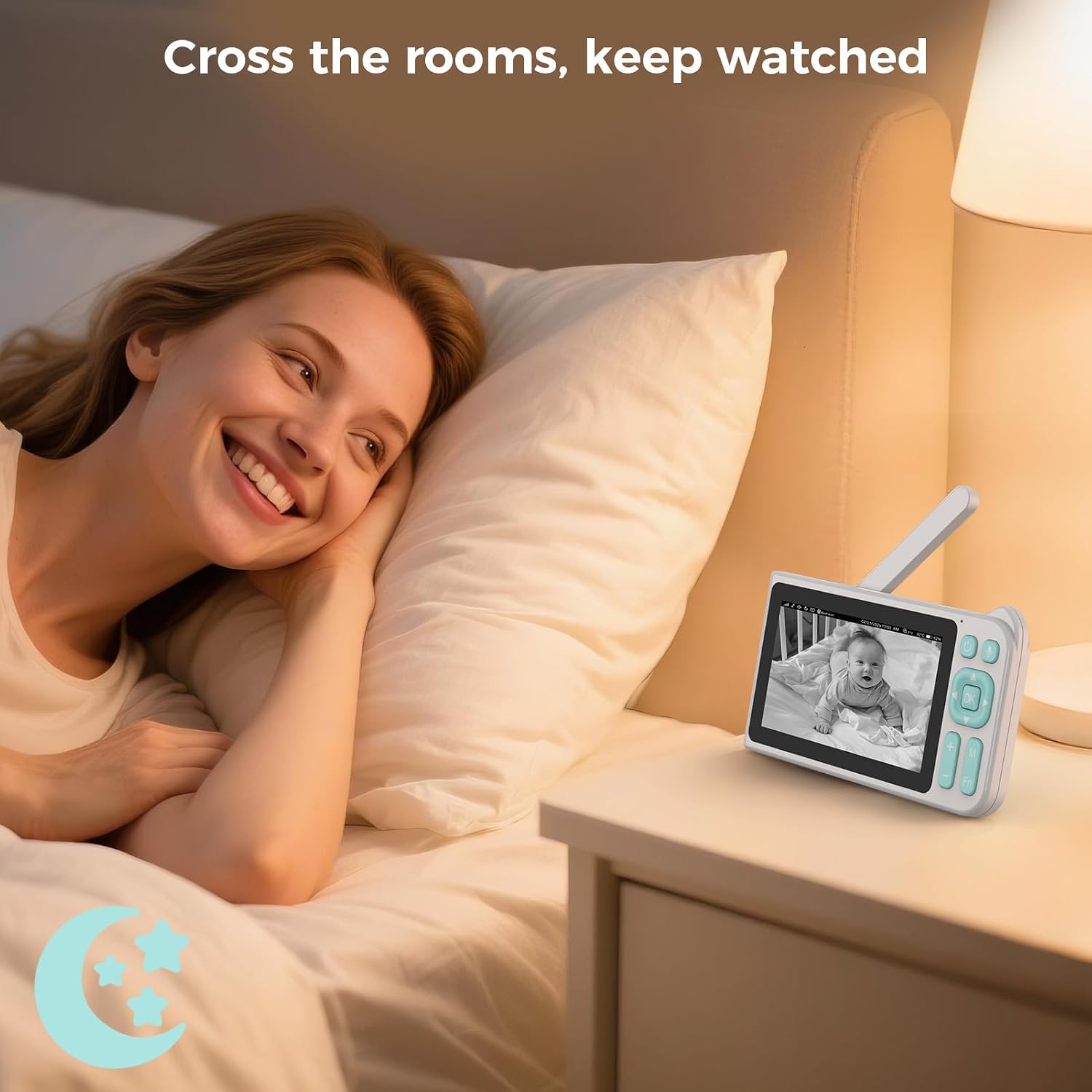 Video Baby Monitor with 2 Cameras, 2000ft Range, 1080p HD, 5' Screen, No WiFi, Dual View, 5000mAh Battery, Super Clear Night Vision, Pan-Tilt-Zoom, 2-Way Audio, AI Cry & Motion Detection