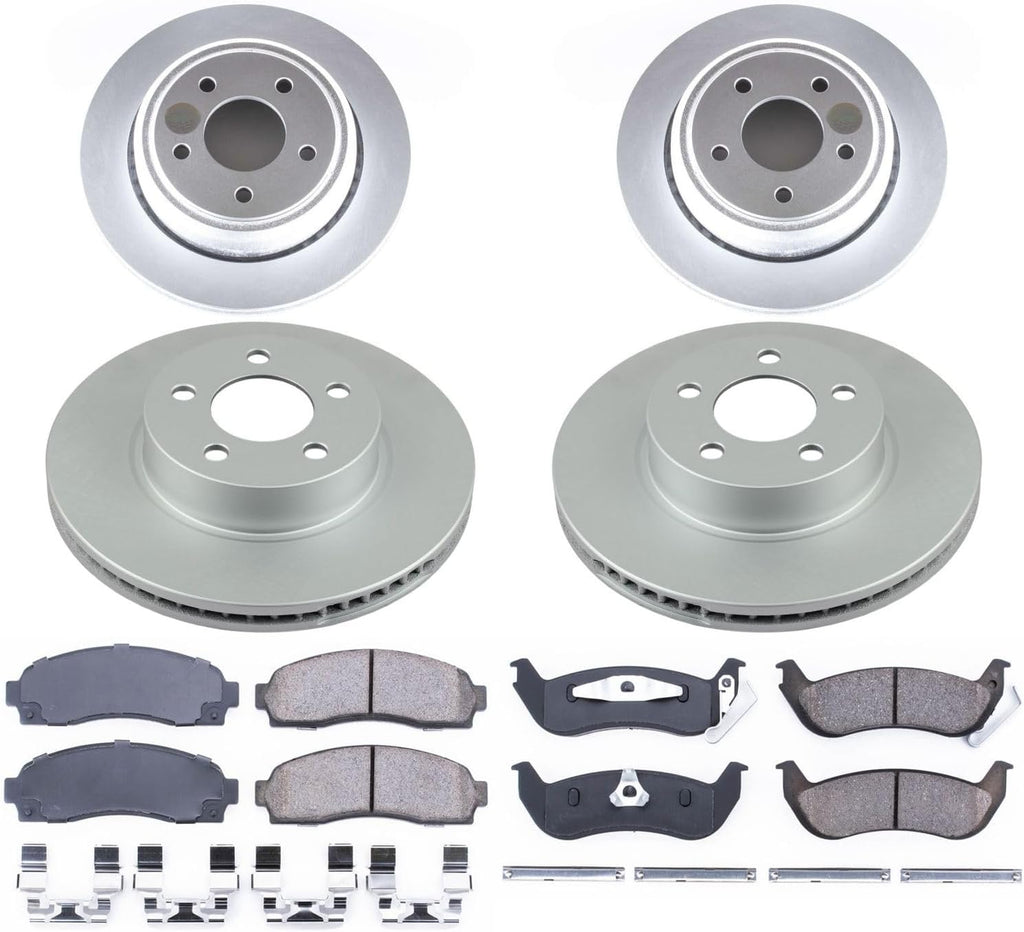 PowerStop Front and Rear Brake Kit for Ford Ranger 2010-11 - Fully-Coated Disc Rotors with Z17 Ceramic Brake Pads Replacement, CRK6273
