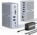 TobenONE USB C Docking Station for 3 Monitors 4K, Triple Monitor DisplayLink Dock with 120W Power Adapter, for MacBook M1-M5/Mac mini/Windows/Chrome, 3x HDMI, 5x USB, Gigabit Ethernet, Driver Required