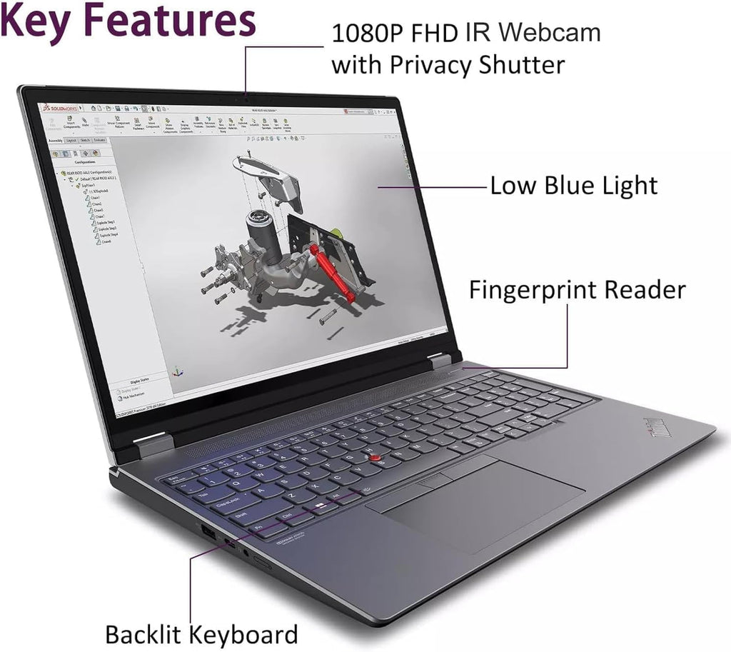Lenovo ThinkPad P16 Mobile Workstation Laptop (16' 4K UHD (3840 x 2400), NVIDIA RTX 1000 Ada, Intel 20-Core i7-14700HX, 64GB DDR5, 2TB SSD) for Designers, Engineers, 1080p IR Webcam, Win 11 Pro