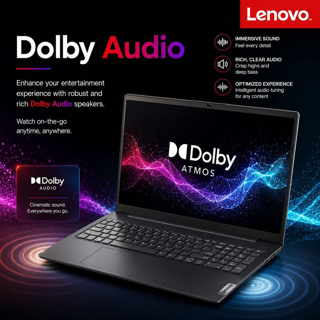 Lenovo V15 Business Laptop • 2026 Edition • Intel New N150 Quad-Core Processor • 15.6' FHD Anti-Glare Display • 8GB RAM • 256GB SSD • RJ-45 • HDMI • Dolby Audio • Wi-Fi 6 • Windows 11 Pro