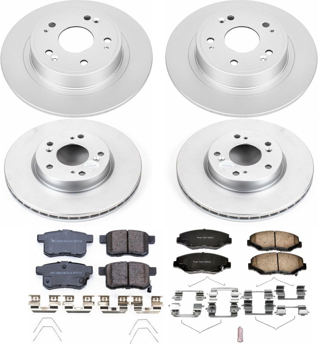 PowerStop Front and Rear Brake Kit for Honda Accord 2013-17 - Fully-Coated Disc Rotors with Z17 Ceramic Brake Pads Replacement, CRK6491