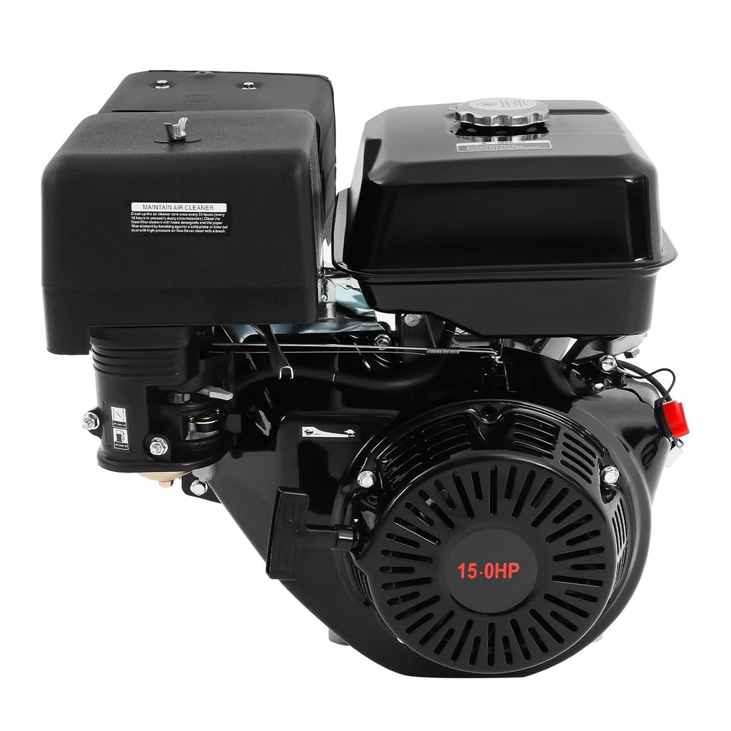 420CC Gasoline Powered Go Kart Motor, 15HP 4-Stroke Gas Engine OHV Horizontal Shaft Single Cylinder Gas Engine with Pull Handle and Silencer for Compressor Lawnmower Motor (420CC-15HP)