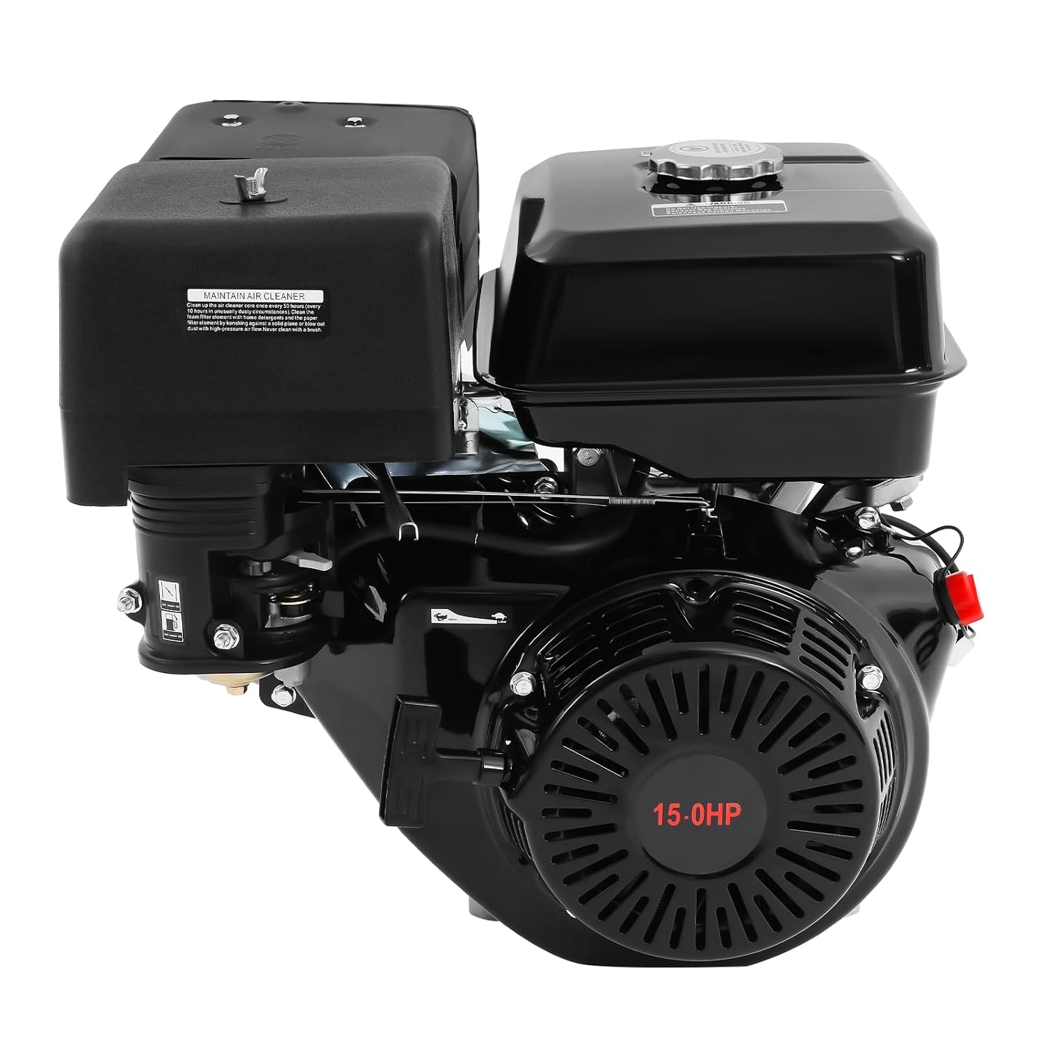 420CC Gasoline Powered Go Kart Motor, 15HP 4-Stroke Gas Engine OHV Horizontal Shaft Single Cylinder Gas Engine with Pull Handle and Silencer for Compressor Lawnmower Motor (420CC-15HP)
