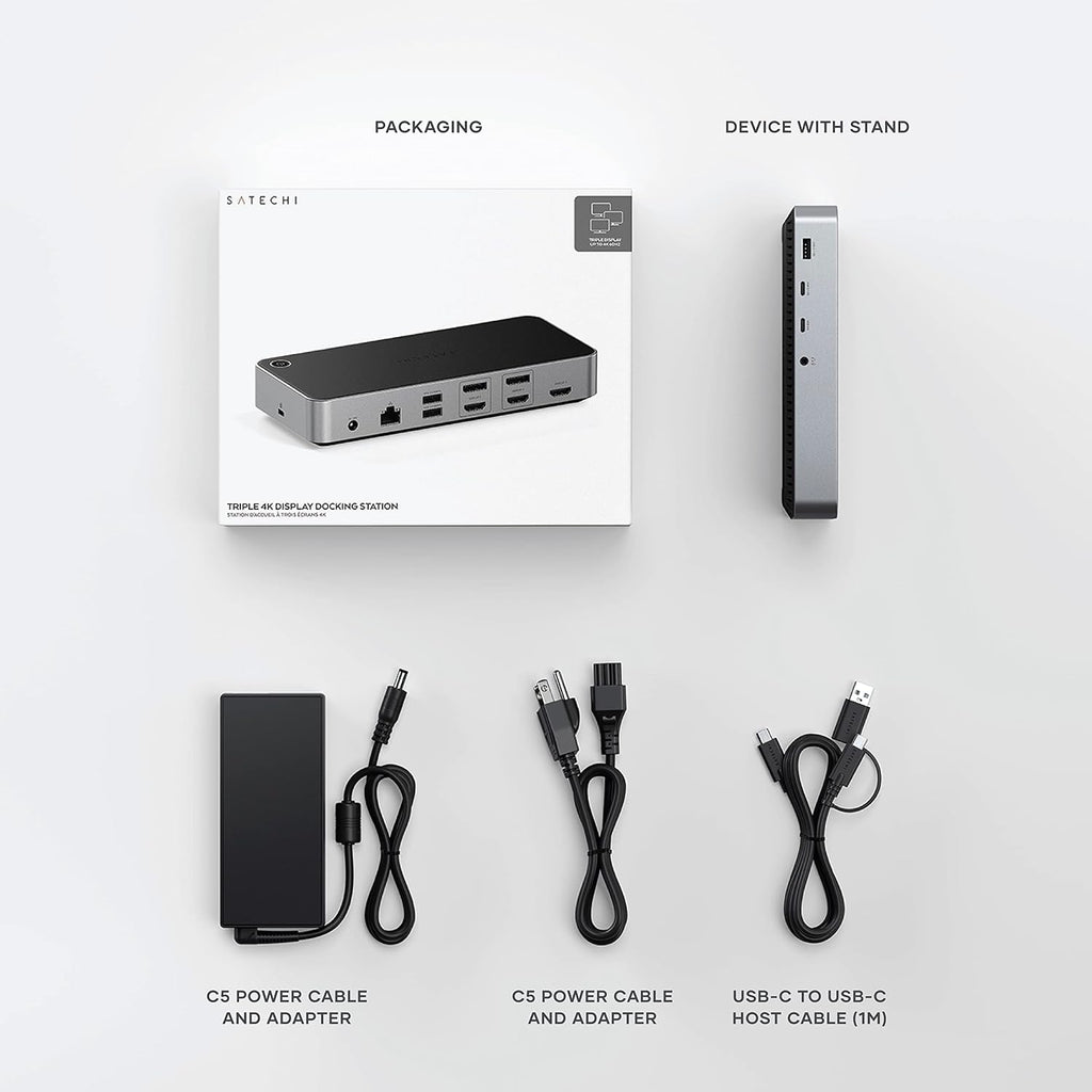 Satechi 13 in 1 Triple 4K USB C Docking Station, 100W Charging, 2 DP, 3 HDMI, 2 USB C, 3 USB-A, Gigabit Ethernet, and Audio Jack for Mac/Windows, MacBook Air/Pro, DisplayLink Required