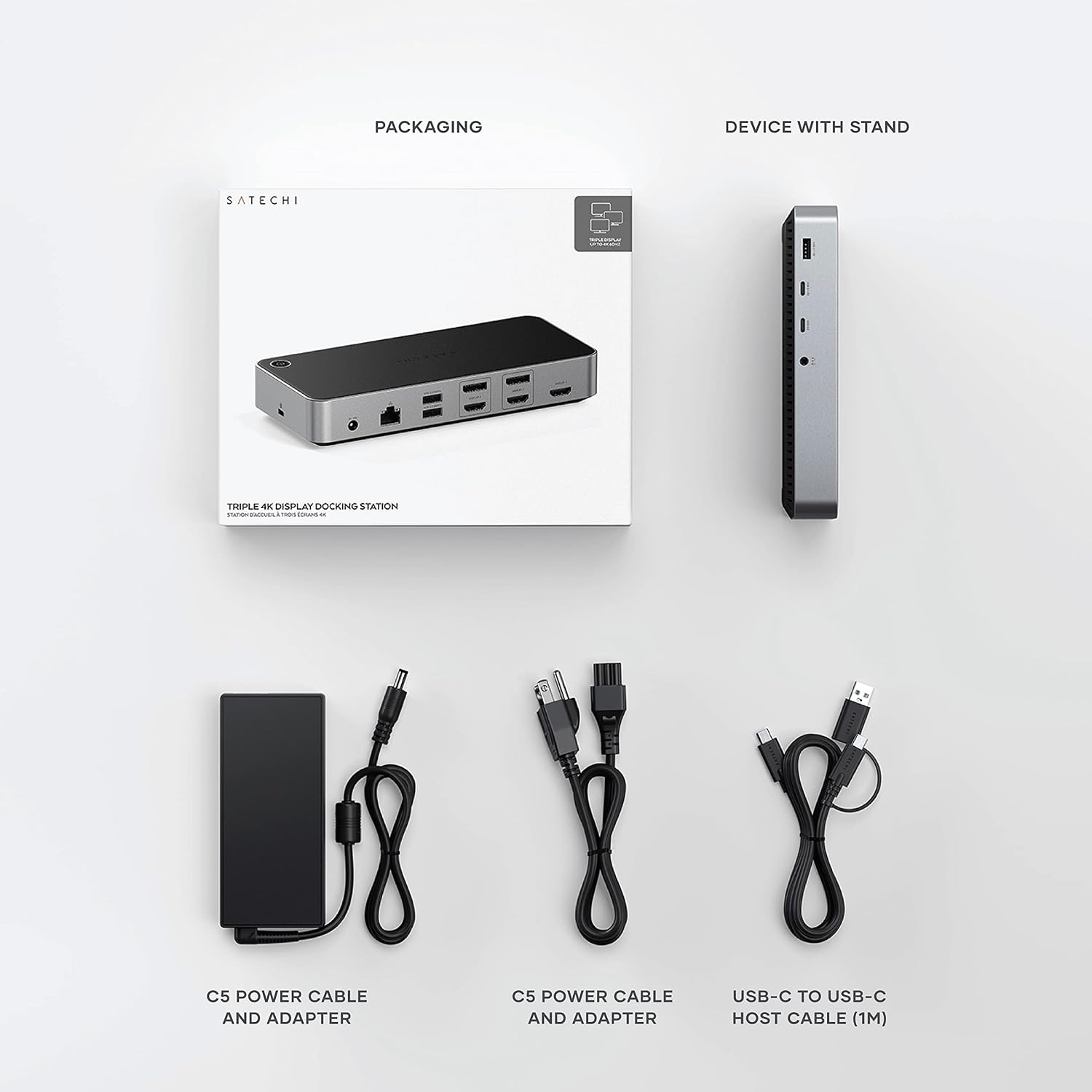 Satechi 13 in 1 Triple 4K USB C Docking Station, 100W Charging, 2 DP, 3 HDMI, 2 USB C, 3 USB-A, Gigabit Ethernet, and Audio Jack for Mac/Windows, MacBook Air/Pro, DisplayLink Required
