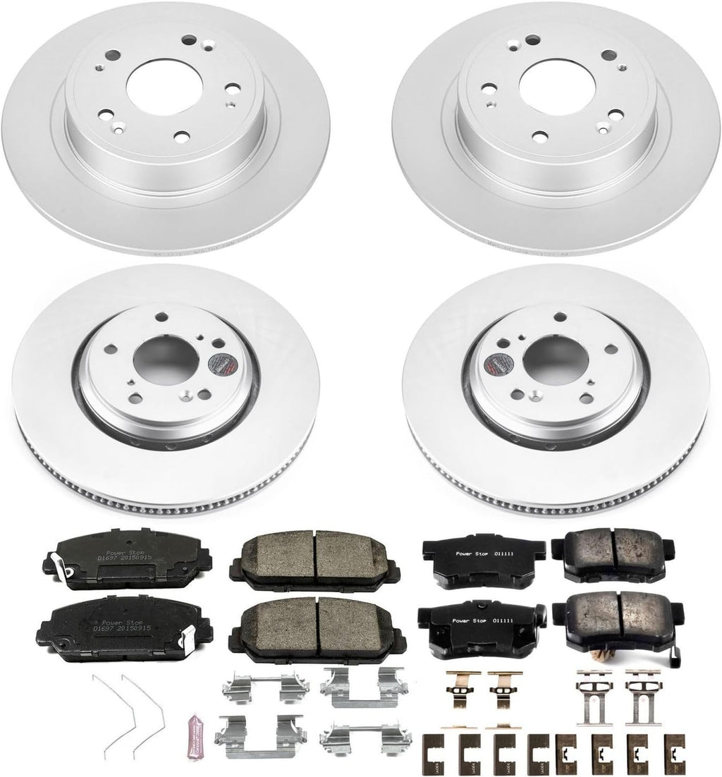 PowerStop Front and Rear Brake Kit for Acura ILX 2017-22 - Fully-Coated Disc Rotors with Z17 Ceramic Brake Pads Replacement, CRK7529